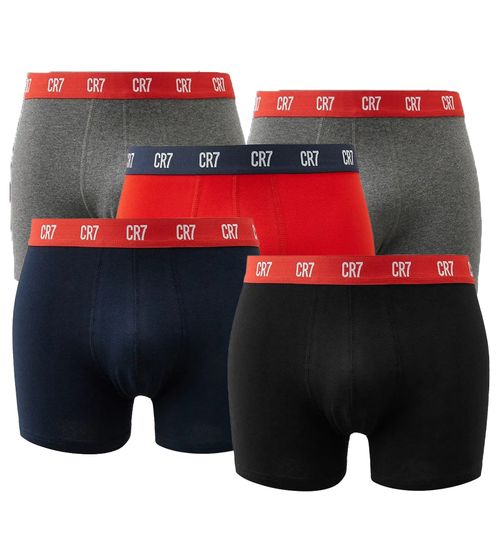 Pack of 5 CR7 CRISTIANO RONALDO Basic Trunk men's boxer shorts, breathable cotton underpants, underwear 300-8125-49-2316 Red/Gray/Navy/Black