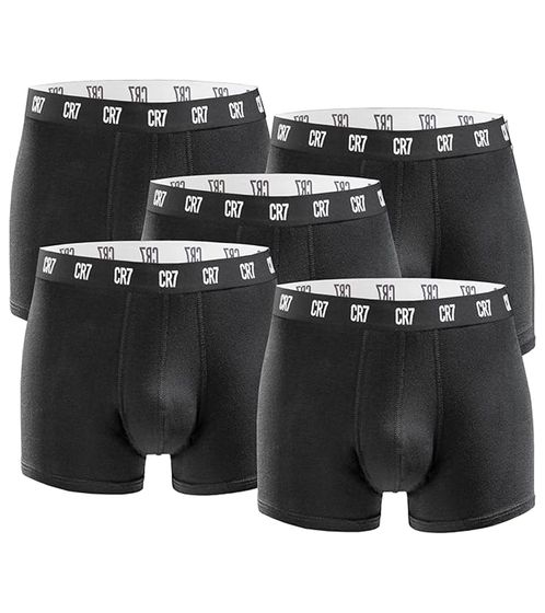 Lot de 5 boxers pour homme CR7 CRISTIANO RONALDO Basic Trunk en coton respirant 300-8125-49-2900 Noir/Blanc