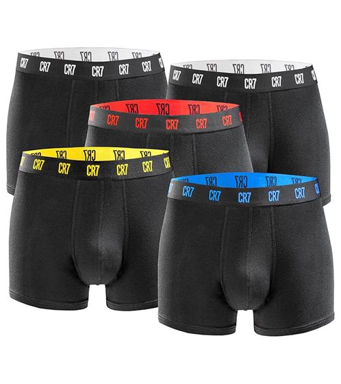 5er Pack CR7 CRISTIANO RONALDO Basic Trunk Herren Boxershorts atmungsaktive Baumwoll-Unterhose Unterwäsche 300-8125-49-2314 Schwarz/Bunt