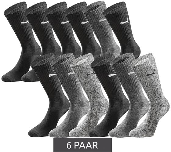 6 Paar PUMA Sport-Strümpfe mit gepolsterten Fußbereich Tennissocken atmungsaktive Socken extra weicher Bund 701224759 Schwarz/Anthrazit/Grau