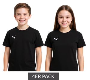 4er Pack PUMA TeamGoal 23 Casual Kinder Sport-Shirt für Jungen & Mädchen Baumwoll T-Shirt mit Logo-Stickerei 656709 03 Schwarz