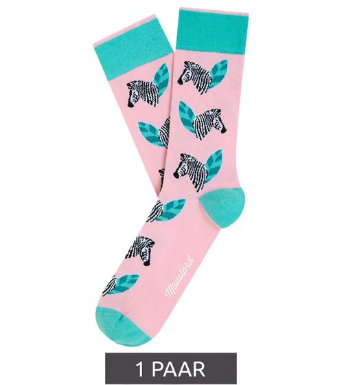 1 Pairs Moustard Zebra Cotton Socks with Zebra Patterned Long Socks 19S-ZEB Pink/Grey/Green