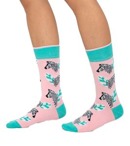 1 Paar Moustard Zebra Baumwoll-Socken mit Zebras gemusterte lange Strümpfe 19S-ZEB Rosa/Grau/Grün