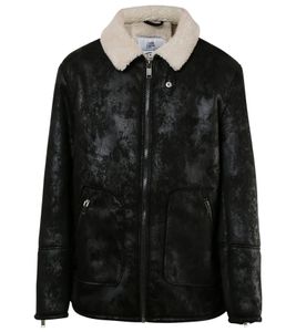 Veste de transition pour homme Sixth June en fausse peau de mouton Veste de printemps au look antique 22267 Noir