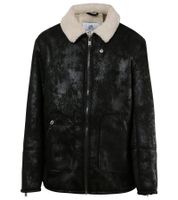 Veste de transition pour homme Sixth June en fausse peau de mouton Veste de printemps au look antique 22267 Noir