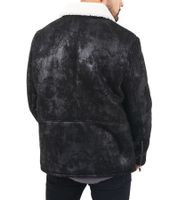 Veste de transition pour homme Sixth June en fausse peau de mouton Veste de printemps au look antique 22267 Noir