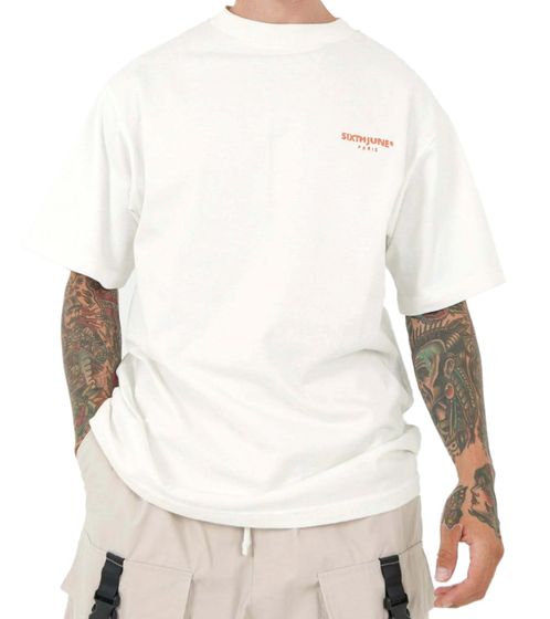 Sixth June men's basic shirt, cotton shirt, T-shirt, round neck, short sleeve shirt, 23915 white