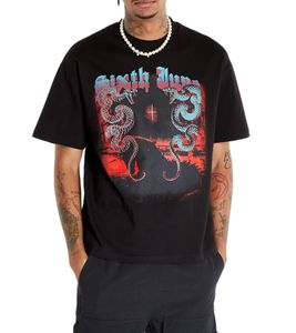 Chemise en coton pour homme Sixth June, col rond, avec imprimé serpent coloré, T-shirt 23971 Noir