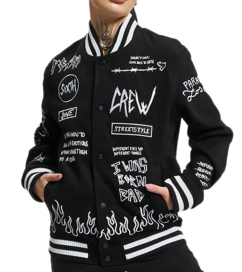 Sixth June women's college jacket with various embroidery spring jacket M23352EJA black/white