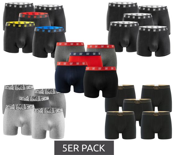 5er Pack CR7 CRISTIANO RONALDO Basic Trunk Herren Boxershorts atmungsaktive Baumwoll-Unterhose Unterwäsche 300-8125-49 Rot/Grau/Navy/Schwarz/Bunt/Gold