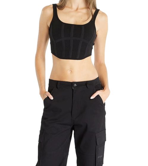 Sixth June Corset Strap Damen Crop Top stylisches Sommer-Shirt Tank-Top W33749KTO Schwarz