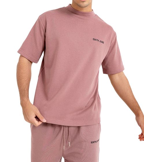 Sixth June men's T-shirt with stand-up collar, short-sleeved sweatshirt 22073 old pink