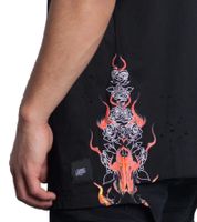 Chemise en coton pour homme Sixth June, col rond, avec imprimé feu et rose, T-shirt M2530VTS Noir