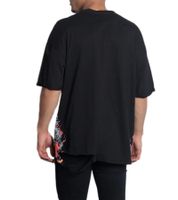 Chemise en coton pour homme Sixth June, col rond, avec imprimé feu et rose, T-shirt M2530VTS Noir