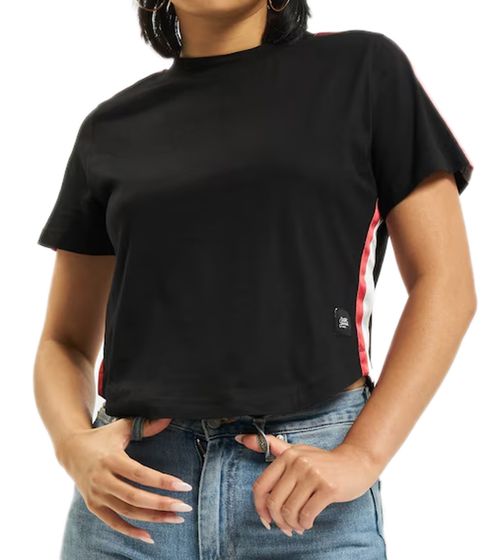 Sixth June women's cotton shirt with colored stripes, round neck T-shirt W3136KTS black/red/white