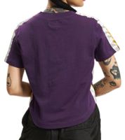 T-shirt col rond en coton à rayures colorées pour femme Sixth June W3136KTS Violet foncé/Blanc/Jaune