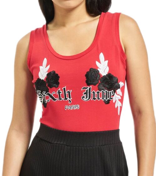 Sixth June Roses women's sleeveless cotton bodysuit with snap fasteners summer shirt W3175VBO red/black/white