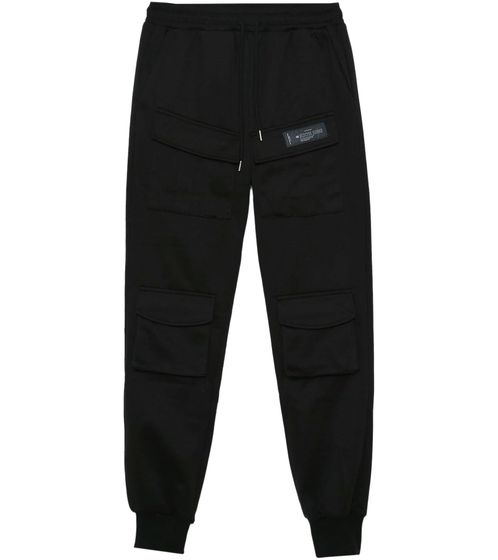 Sixth June Herren Sweat-Jogger mit Cargotaschen Alltags-Hose Jogging-Hose Homewear 22057 Schwarz