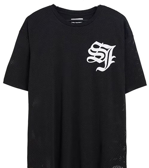 Sixth June men's mesh shirt round neck shirt with gothic logo print T-shirt 22717 black