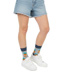 1 paio di calzini lunghi da uomo in cotone Moustard Elephant Circus con stampa all-over 20SELEPCIRC-M Grigio/Blu