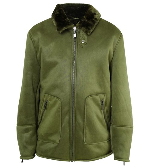 Sixth June Harrington men's autumn jacket made of imitation suede, lined transitional jacket 22268 green