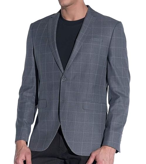 steffen klein Herren Business-Sakko karierte Jacke Slim Fit Business-Mode Jackett 901090 Grau