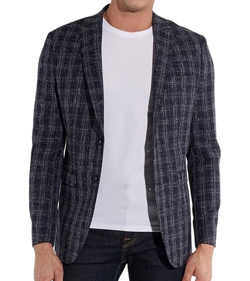 steffen klein Herren Business-Sakko karierte Jacke Slim Fit in Wolloptik Business-Mode Jackett 901689 Dunkelblau