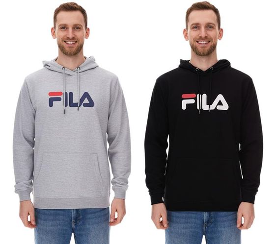 FILA Barumini Sweat à capuche pour homme Pull à capuche en coton Sweat-shirt FAU0068 Noir ou Gris