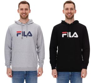 Sudadera con capucha FILA Barumini para hombre, jersey de algodón, color negro o gris, FAU0068 Sudadera con capucha FILA Barumini para hombre, jersey de algodón, color negro o gris, FAU0068