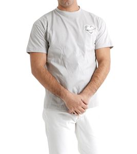 T-shirt pour homme avec logo cœur brodé Sixth June et épingle en métal amovible en coton à col rond 43117 Gris