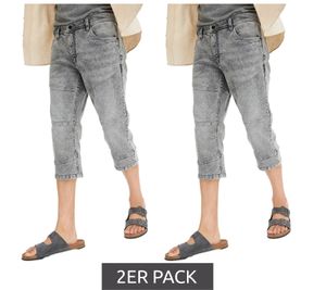 Pack of 2 comfortable men's 3/4 jeans, sustainable cotton trousers, denim trousers 909323 gray