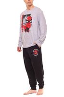 Pijama de Superman, Star Wars o Spiderman de DC Comics, Marvel o Disney con logotipo grande en el pecho en azul/gris/negro