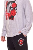 Pijama de Superman, Star Wars o Spiderman de DC Comics, Marvel o Disney con logotipo grande en el pecho en azul/gris/negro