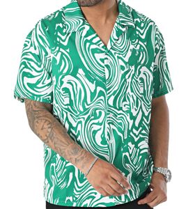 Sixth June Beach Shirt Chemise homme avec imprimé psychédélique Chemise à manches courtes Col à revers M23641PSH Vert