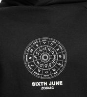 Sixth June Zodiac men's hooded sweater with cotton content Sweat sweater with zodiac circle print Long-sleeved hoodie M22629VSW Black