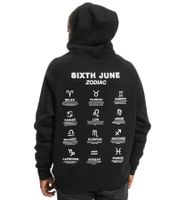 Sixth June Zodiac men's hooded sweater with cotton content Sweat sweater with zodiac circle print Long-sleeved hoodie M22629VSW Black