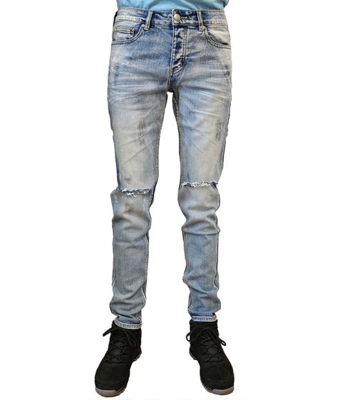 Pantalon en jean pour homme Sixth June Slim Fit Pantalon en coton Jean skinny décontracté Pantalon de tous les jours M2871HDE Bleu