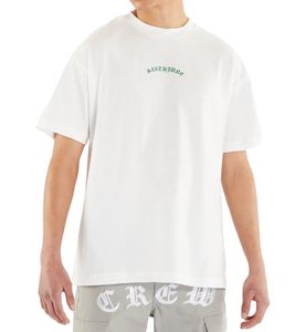 T-shirt gothique pour homme avec grandes lettres imprimées au dos, en coton, col rond, M23699VTS, blanc, Sixth June