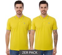 Lot de 2 États-Unis ASSN. DE POLO Polo pour homme Chemise basique Chemise en coton Chemise à manches courtes 197 63899 52520 115 Jaune/Bleu clair