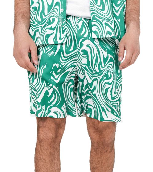 Sixth June Herren Bade-Shorts Bade-Hose mit psychedelischem Print Bademode Sommer-Shorts M23688PST Grün/Weiß