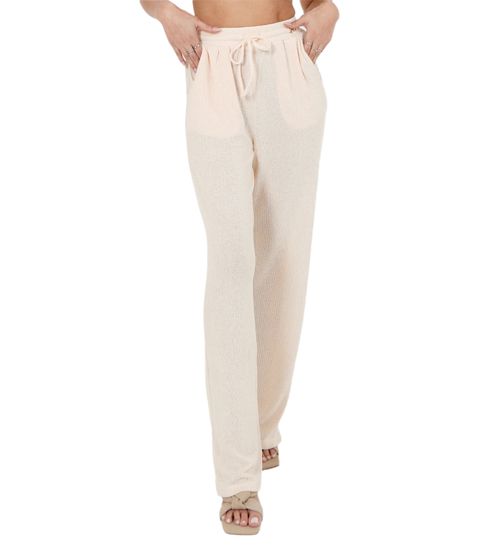 Sixth June Damen Jogger Homewear grobsichtige Chill-Hose Jogging-Hose W33823KPA Beige