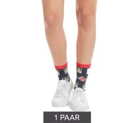 1 Paar Moustard Baumwoll-Socken mit Retro-Game Design Gameboy lange Strümpfe 22S-GAME Grau/Rosa/Weiß