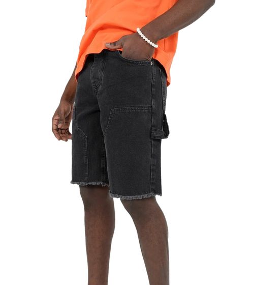 Sixth June Herren Jeans-Shorts kurze Baumwoll-Shorts Denim-Hose M23559AST Schwarz