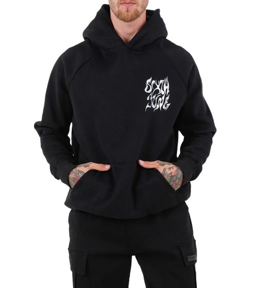 Sixth June Chrome Logo Men's Hoodie with Large Chrome Effect Logo Hoodie M12443PSW Black