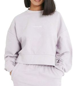 Pull court pour femme de Sixth June avec broderie Sixth June Pull col rond Chemise à manches longues W33810ESW Lilas