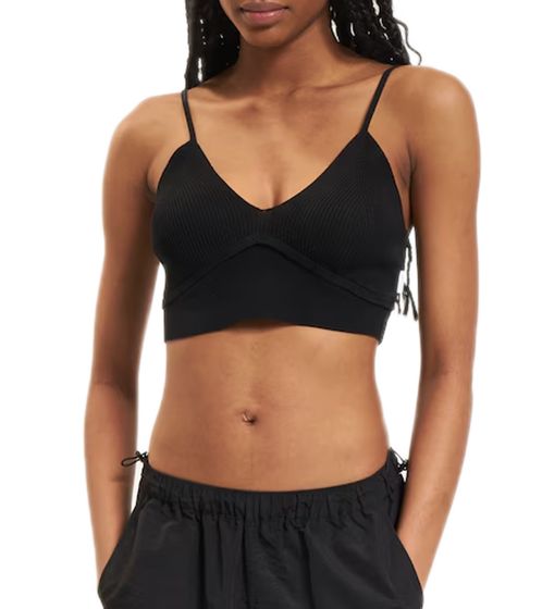 Sixth June women's crop top with adjustable spaghetti straps, sleeveless summer shirt W34153KTO black