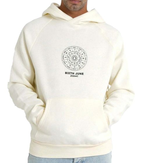 Sixth June Oversized Zodiac Signs Men's Hooded Sweater Sweat Hoodie with Zodiac Sign Print 22629 Light Beige