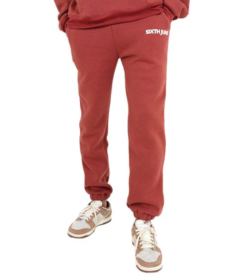 Sixth June Herren Jogging-Hose mit Baumwollanteil Sweat-Jogger Homewear 22581-MRSL Rot-Braun