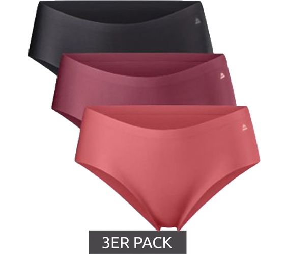 Pack of 3 DANISH ENDURANCE women's seamless briefs, invisible and sustainable sports hipsters 107000 black/red