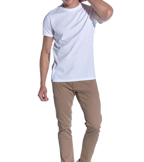 T-shirt homme COURSE à manches retroussables en coton à col rond 900669 Blanc